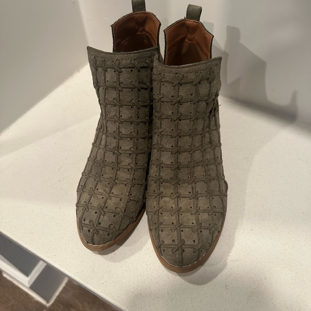 Textured Olive Ankle Booties